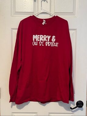 Merry & Oh So Bright Red Holiday Long Sleeve Tee